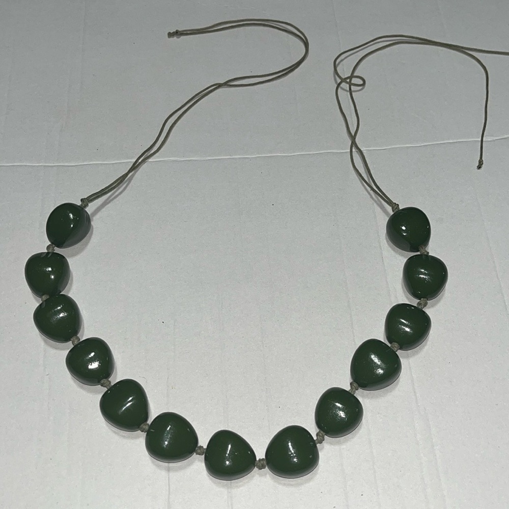 Chunky Green Wooden Boho Necklace